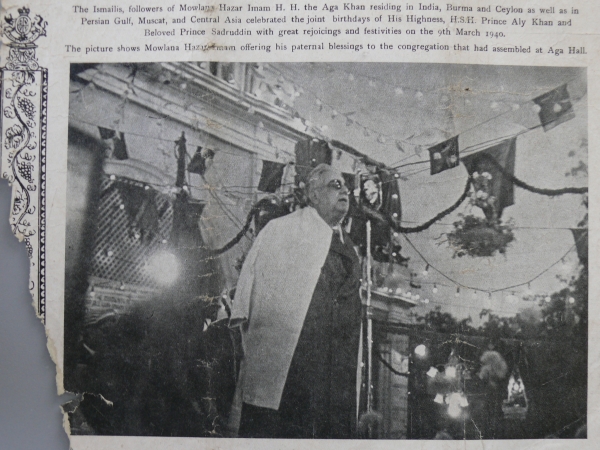 Mowlana Sultan Muhammad Shah addressing Ismailis at Aga Hall  1940-03-09